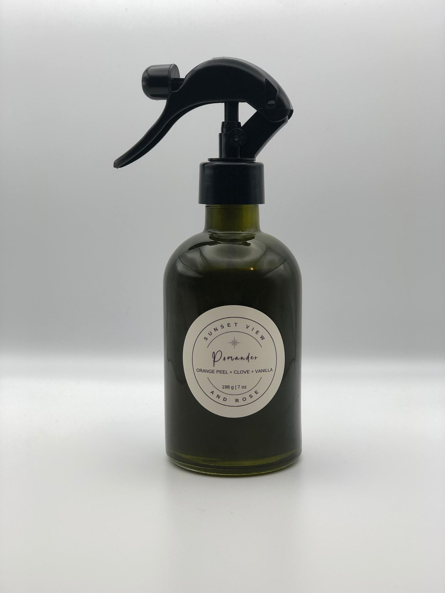 Sunset View and Rose makes Room & Linen Sprays in our studio using only distilled water, premium fragrance oils, Polysorbate 20 (an ingredient used to bind fragrance oils to water), and a cosmetic-grade preservative appropriate for water-based solutions. Available in all our delightful fragrances.