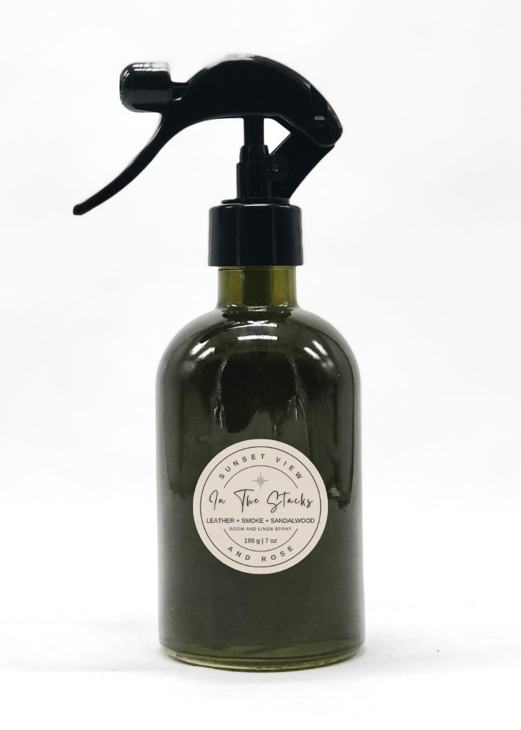 Sunset View and Rose makes Room & Linen Sprays in our studio using only distilled water, premium fragrance oils, Polysorbate 20 (an ingredient used to bind fragrance oils to water), and a cosmetic-grade preservative appropriate for water-based solutions. Available in all our delightful fragrances.