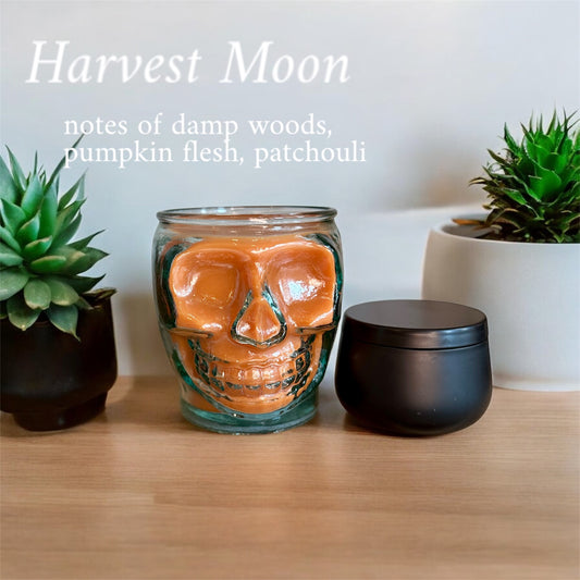 Harvest Moon Sugar Skull Candle